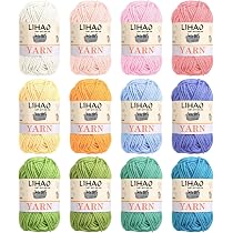 Amazon | LIHAO 毛糸 中細 12色セット 4本撚り アクリル 糸 1玉 Amazon | LIHAO 毛糸 中細 12色セット 4本撚り アクリル 糸 1玉
